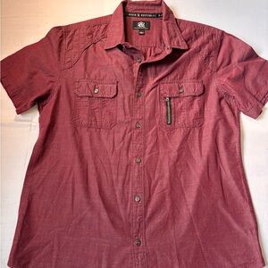 Rock & Republic Men's Burgundy Button Down Shirt